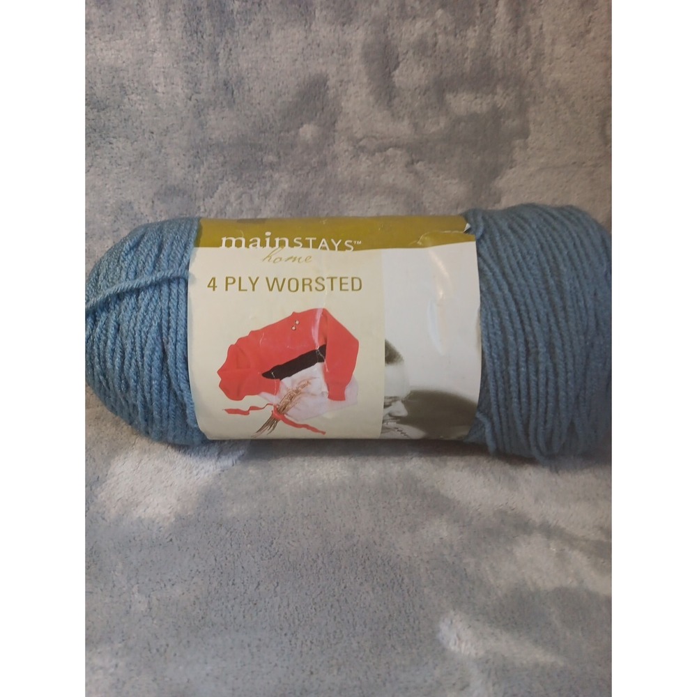 Mainstays 4-Ply Worsted Weight Yarn Acrylic Skein‎ Country Blue Medium 7 oz